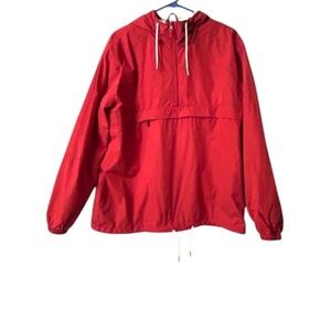 H&M Divided M‎ Red Anorak Jacket Pullover Half Zip Windbreaker Sporty Streetwear